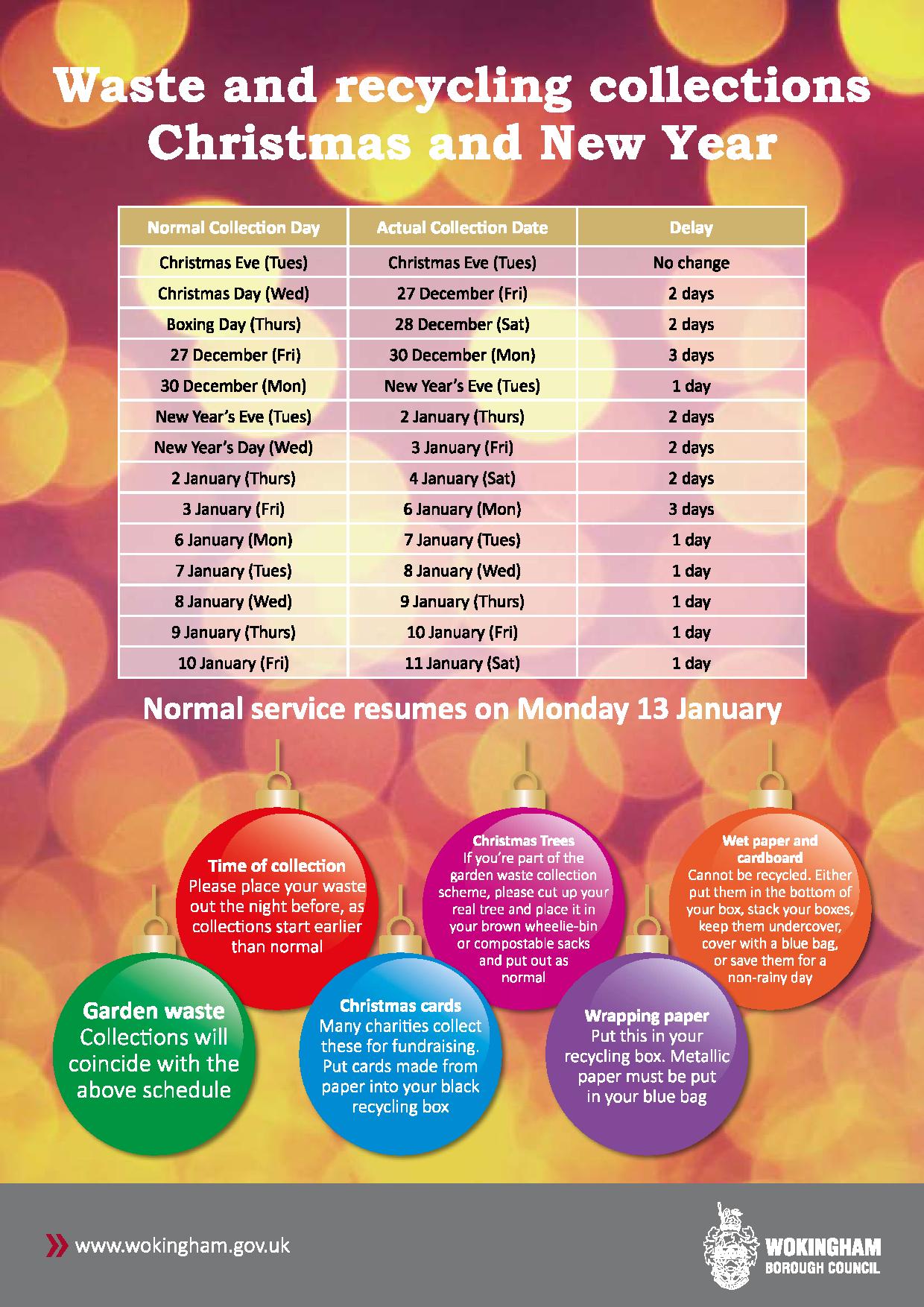 Festive Waste And Recycling Dates 2019